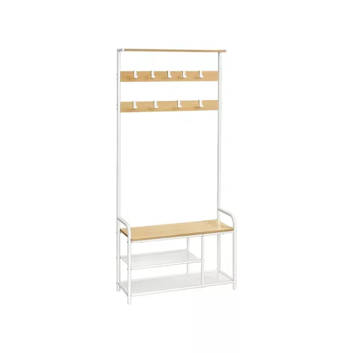 VASAGLE Modern Előszobai Állófogas Cipőspolccal Tölgy-Fehér