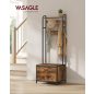   VASAGLE Ipari Stílusú Előszobafal Cipőtárolóval és Paddal Rusztikus Barna-Fekete