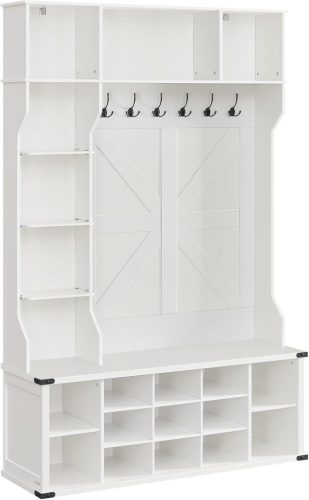 VASAGLE Country Előszobabútor Fehér Multifunkciós Tárolórendszer