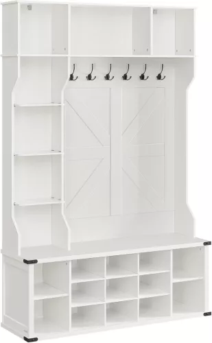 VASAGLE Country Előszobabútor Fehér Multifunkciós Tárolórendszer