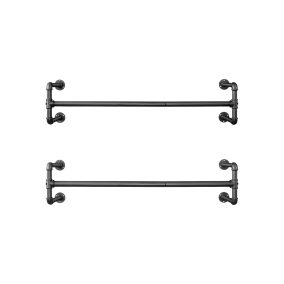 SONGMICS Ipari Stílusú Fali Ruhaakasztó Szett Fekete Vas