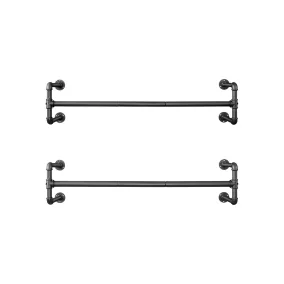 SONGMICS Ipari Stílusú Fali Ruhaakasztó Szett Fekete Vas