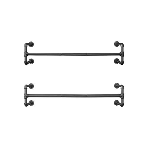 SONGMICS Ipari Stílusú Fali Ruhaakasztó Szett Fekete Vas