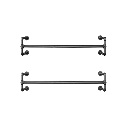 SONGMICS Ipari Stílusú Fali Ruhaakasztó Szett Fekete Vas