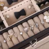 SONGMICS Elegáns Ékszertartó Doboz Tükörrel és Utazótokkal Fekete