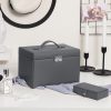 SONGMICS 3 Szintes Luxus Ékszertartó Doboz Utazótokkal Szürke