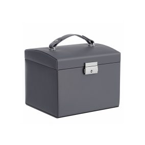   SONGMICS Hordozható Ékszertartó Doboz Szürke Műbőr Tükörrel és Zárral