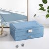 SONGMICS Kétszintes Ékszertartó Doboz Fiókkal Világoskék Velúr