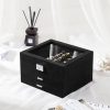 SONGMICS Háromszintes Fekete Bársony Ékszertartó Doboz Üvegfedéllel