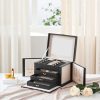 SONGMICS Elegáns Négyszintes Zárható Ékszertartó Doboz Bársony Béléssel Fekete