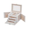 SONGMICS 4 Szintes Zárható Ékszertartó Doboz Fehér Bársony Béléssel