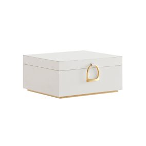   SONGMICS Elegáns Kétszintes Ékszertartó Doboz Fehér-Arany Lebegő Dizájnnal