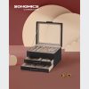 SONGMICS Modern Üvegfedeles Ékszertartó Doboz Fekete-Ezüst