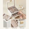 SONGMICS Elegance Üvegfedeles Ékszertartó Doboz Felhőfehér-Arany