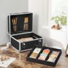 SONGMICS Professzionális Zárható Sminkdoboz Fekete Alumínium Szegéllyel