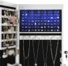 SONGMICS LED Ékszertároló Tükörszekrény Fehér Álló Tükörrel