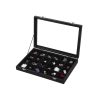 SONGMICS Prémium Ékszertartó Doboz 24 Rekesszel Üvegfedéllel Fekete