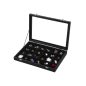   SONGMICS Prémium Ékszertartó Doboz 24 Rekesszel Üvegfedéllel Fekete