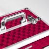 SONGMICS Professzionális Kozmetikai Bőrönd Piros Gyémántmintás Gurulós Sminktáska