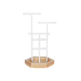SONGMICS Fa és Fém Ékszertartó Állvány Fehér