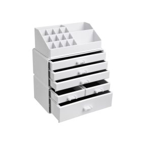   SONGMICS Nagy Akril Sminkrendszerező Szervező 6 Fiókkal Fehér