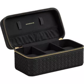   SONGMICS RONNE Luxus Óratartó Utazótok 3 Órához Fekete PU Bőr Kivitelben