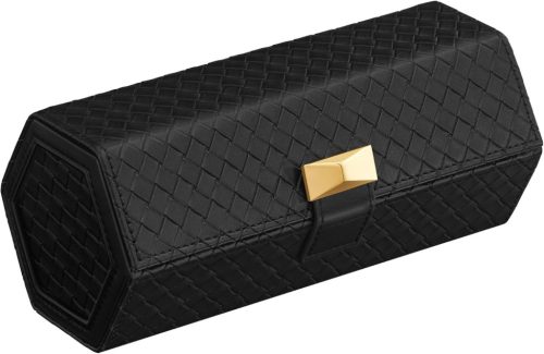 SONGMICS HOME Hexagon Óratartó Tok Fekete PU Bőr Utazótáska 3 Órához