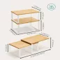   SONGMICS KCS010N01 Konyhai Tároló Polcok 4 db-os Szett Fém és Bambusz Fehér és Natúr