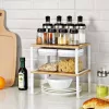 SONGMICS KCS010N01 Konyhai Tároló Polcok 4 db-os Szett Fém és Bambusz Fehér és Natúr