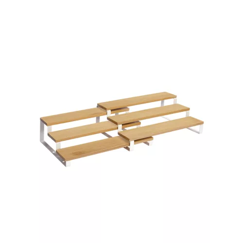 SONGMICS 3-szintes Bővíthető Fűszertartó Állvány Bambusz Természetes és Fehér