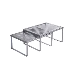 SONGMICS KCS01SV 2 Szintes Fűszertartó Polc Fém Ezüst
