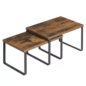   SONGMICS Vintage Konyhai Polcrendszer Fém-Fa Bővíthető Szekrénypolc Barna-Fekete