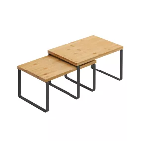 SONGMICS Bambusz Konyhai Polcrendszer Fekete-Natúr Szett