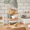 SONGMICS Bambusz Konyhai Polcrendszer Fehér-Natúr Szett