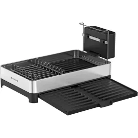   SONGMICS Bővíthető Rozsdamentes Acél Edényszárító Állvány Evőeszköztartóval Ezüst-Fekete