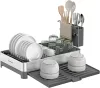 SONGMICS Bővíthető Rozsdamentes Acél Edényszárító Állvány Evőeszköztartóval