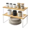 SONGMICS 2 darabos állítható konyhai polc szett fém és műfa anyagból felhőfehér és természetes bézs színben