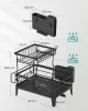 SONGMICS KCS551BH01 kétszintes edényszárító állvány acél fekete 360° forgatható csőrrel