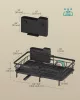 SONGMICS KCS556BH01 bővíthető edényszárító acél tintafekete 360° forgatható csőrrel