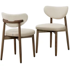   VASAGLE Étkezőszék Szett 2 db Kárpitozott Tömörfa Lábakkal Cappuccino Bézs Mid-Century Modern