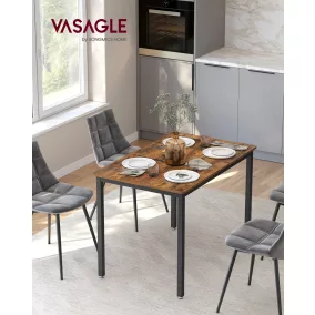   VASAGLE KDT081B01 étkezőasztal 4 személyes acél forgácslap rusztikus barna fekete