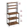 VASAGLE Ipari Konyhai Állvány 6 Polccal és 6 Kampóval Vintage Barna/Fekete