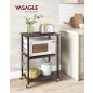 VASAGLE Ipari Stílusú Konyhai Görgős Polc Ébenfa-Fekete