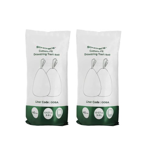 SONGMICS Húzózsinóros Szemeteszsák 8L Fehér KRB008A02