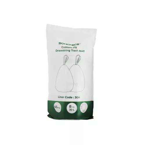 SONGMICS 30A Húzózsinóros Szemeteszsák HDPE Fehér 30L