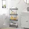 SONGMICS 4-Szintes Keskeny Görgős Tárolókocsi Szürke
