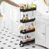 SONGMICS Keskeny Tárolókocsi 4-Szintes Rozsdamentes Acél Fürdőszobai Kiskocsi Fekete
