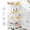 SONGMICS Keskeny Tárolókocsi 4 Szintes Görgős Fürdőszoba Konyhai Rendszerező Fehér