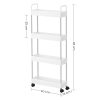 SONGMICS Keskeny Tárolókocsi 4 Szintes Görgős Fürdőszoba Konyhai Rendszerező Fehér