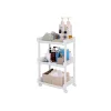 SONGMICS Gurulós Tárolókocsi 3 Polcos Fehér PP Műanyag Fürdőszobai Konyhai Szervező